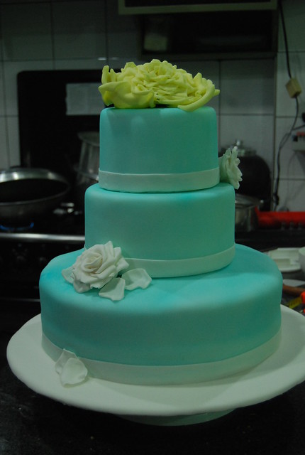 Light Blue and Yellow Wedding Cake Cyrus and Chrisse's Wedding Cake