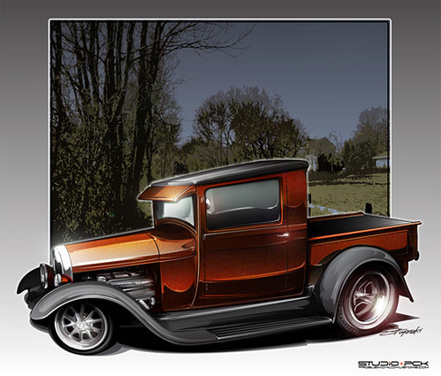 Old School Hot Rod A wild custom'30 ModelA pickup rendering for a