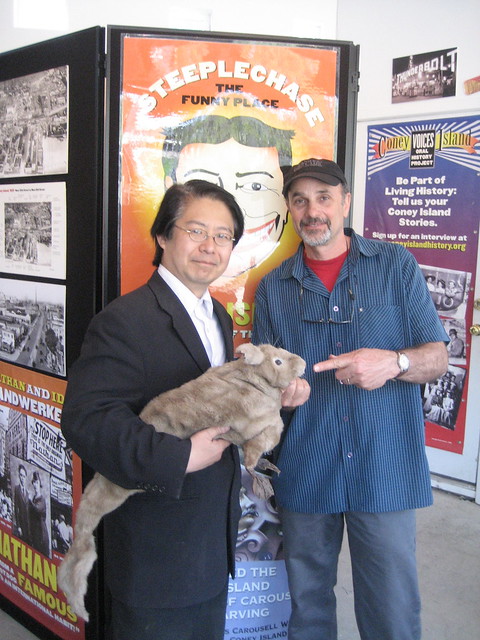 Artist Takeshi Yamada his Sea Rabbit visit Charles Denson in the Coney 