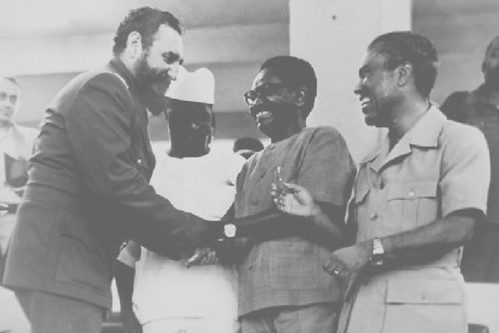 Cuban leader Fidel Castro greets former Guinea President Ahmed Sekou Toure and former Presidents Agostino Neto of Angola and Luis Cabral of Guinea-Bissau during the Non-Aligned Movement Summit in Cuba in 1979. by Pan-African News Wire File Photos