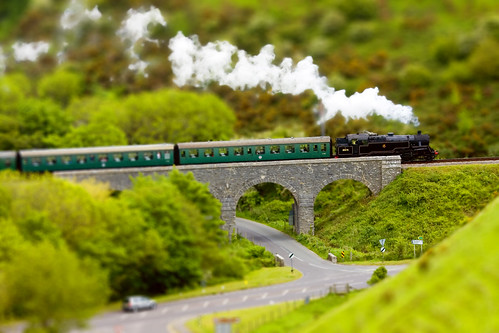 Swanage Model Steam Railway approaching Corfe