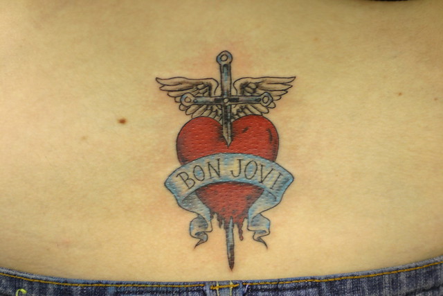 bon jovi heart sword wings and scroll tattoo Tattooed by Johnny at