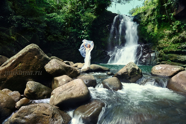 Bride at Costa Rica Rainforest Waterfall
