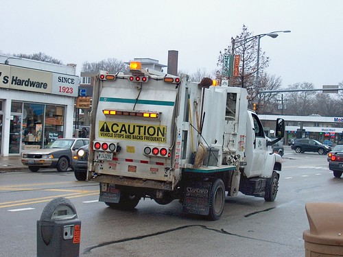 Village of Oak Park Illinois side loading garbage truck heading westbound on Chicago Avenue. Oak Park Illinois. December 2006. by Eddie from Chicago