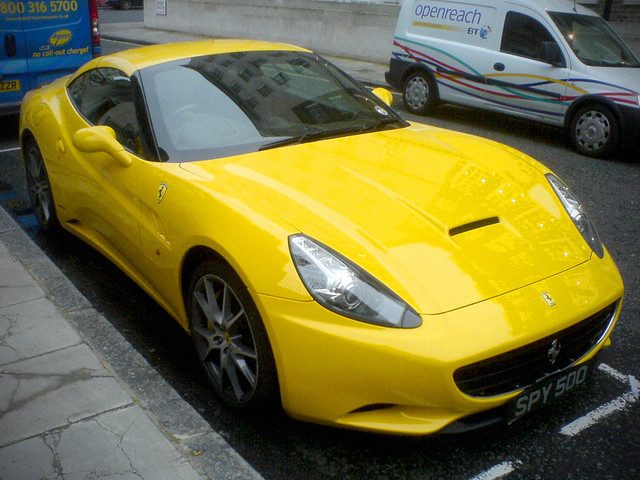 Ferrari California in London Dunno which sort It's yellow though