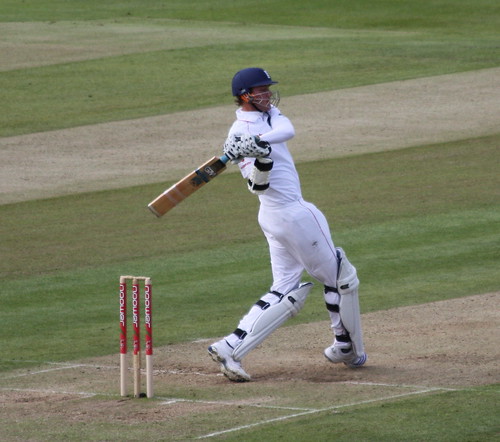 Edgbaston E v A 2009 Stuart Broad Swings to Leg