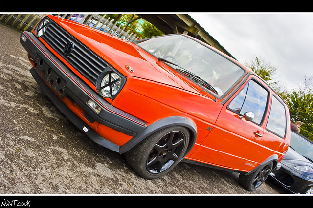 Red Modified Mk2 Golf Front Quarter Angled Shot