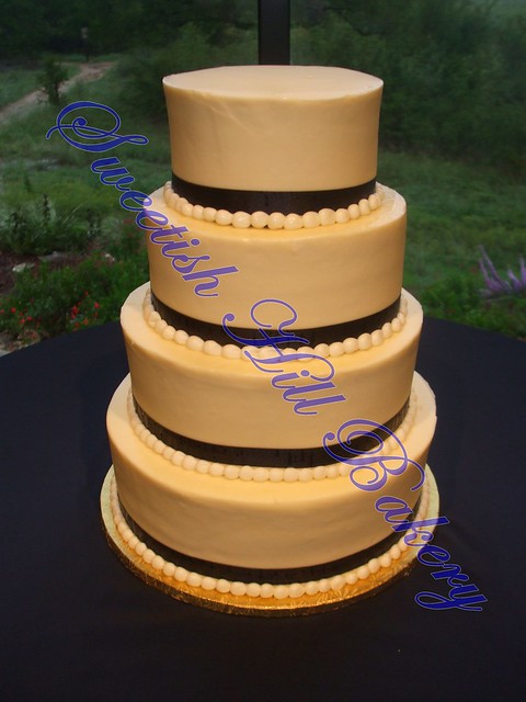 Navy Blue Ribbon Wedding Cake