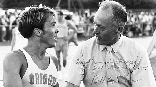 Photo Inscription for Pre: "Great Running Champ Your First Sub 4 Mile 3:57.4" Bill Bowerman