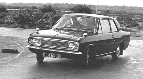 Ford Cortina Mk2 My dad at the skidpad at the Police HQ Martlesham Heath 