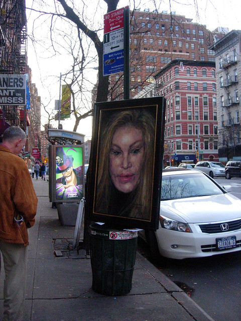 Oil on canvas painting being displayed for sale on the streets of Chelsea