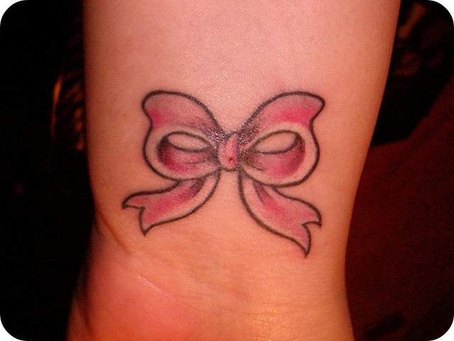 Pink bow tattoo I got this done today on the inside of my left wrist