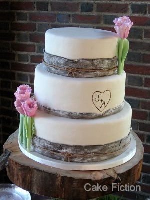 Birch Wood Theme Wedding Cake