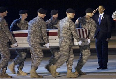 Obama present at the return of 18 dead US soldiers from the Afghanistan occupation. Recent months have seen the intensification of the war in this central Asian nation being occupied by the US and NATO. by Pan-African News Wire File Photos