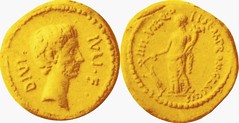 RRC 525/1 Aureus Octavian Fortune standing