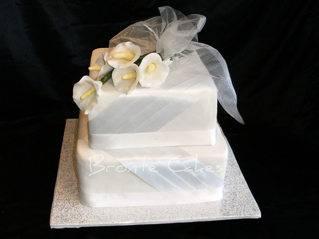 Wedding cakerich dark fruit cake iced with fondant Calla Lilies made 
