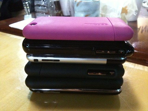 Nerd phone stack at dinner