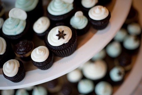wedding cupcakes An array of sizes and flavors matching the chocolate 