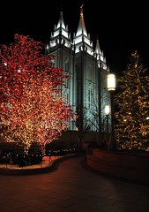 Salt Lake LDS temple Christmas lights