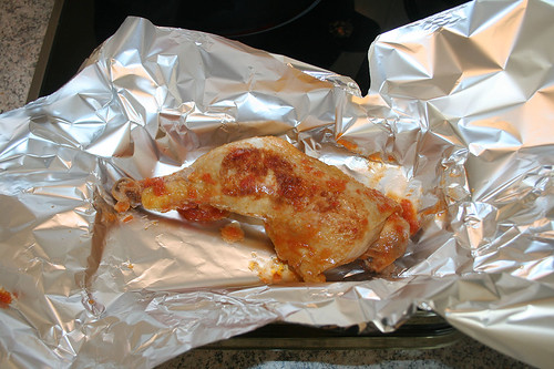 32 - Hähnchenschenkel in Alufolie warm halten / Keep chicken legs in cooking foil