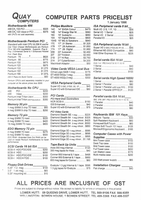 Computer Parts Price List January 1996 | Flickr - Photo Sharing!
