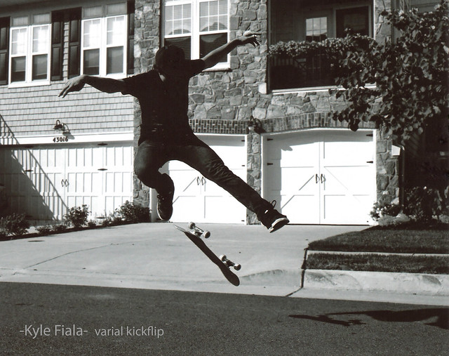 Kyle Fiala varial kickflip Taken with my Ricoh XR7 Using Kodak BW400cn film
