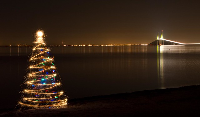 Sparkler Christmas Tree at the Skyway Bridge