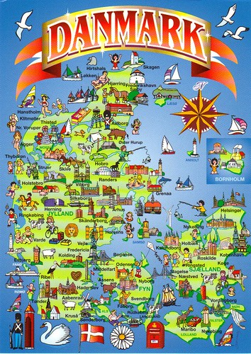 Denmark map postcard