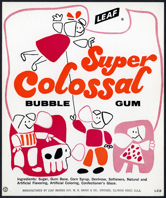 Candy Machine Vending Insert Card - Leaf Super Colossal bubble gum - 1970's