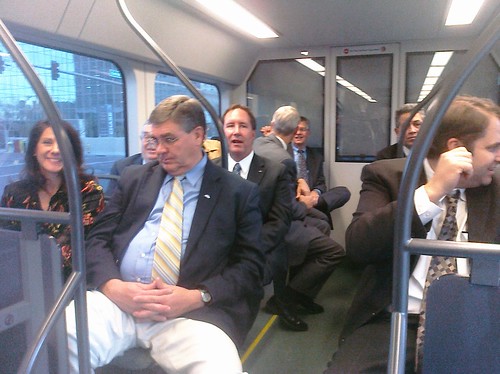 Lots of suits on the light rail