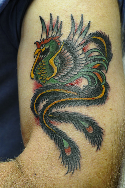 Phoenix Traditional Tattoo by KeelHauled Mike Black Anchor Tattoo Denton 