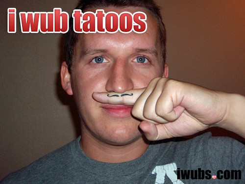 i wub finger mustache tattoos