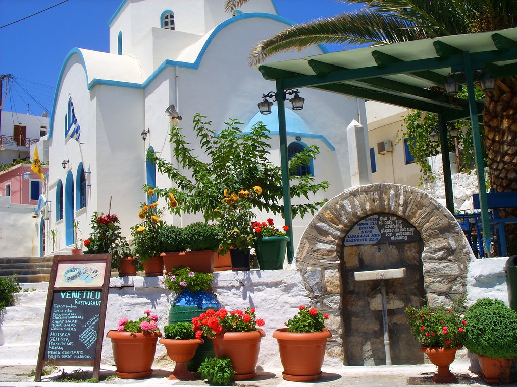 Greece: Beachfront village on Aegean Sea, Naxos Island