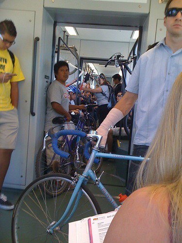 bikes on light rail ( single car train )