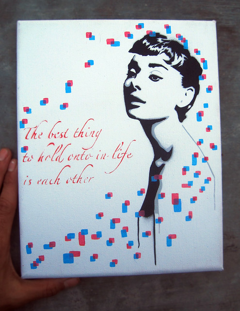 Audrey Hepburn Mini Stencil With Hand Painted Mini Pixels