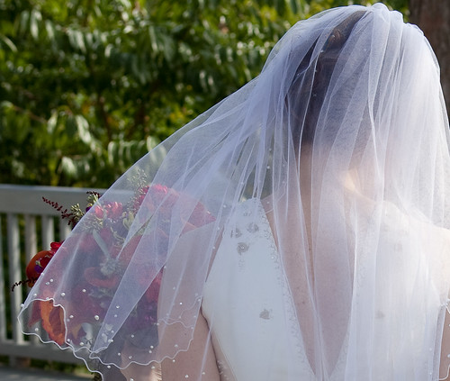 Veil and bouquet