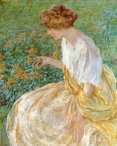 Robert Reid - The Yellow Flower aka The Artist-s Wife in the Garden