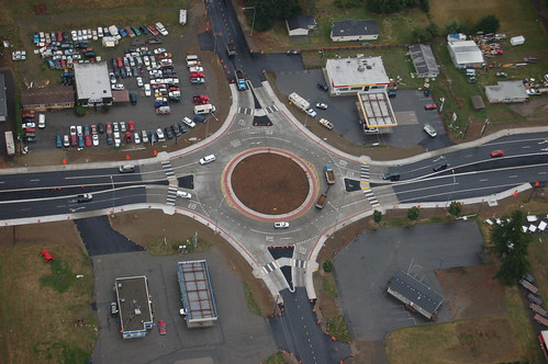 Aerial view of roundabout at SR 539/Pole Road intersection