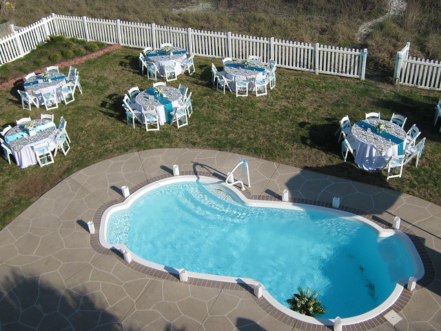 Black and White Damask Accented With Pool Blue