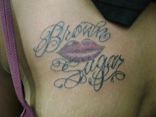 lettering tattoo plus lips Justin at Kats Like Us Tattoos