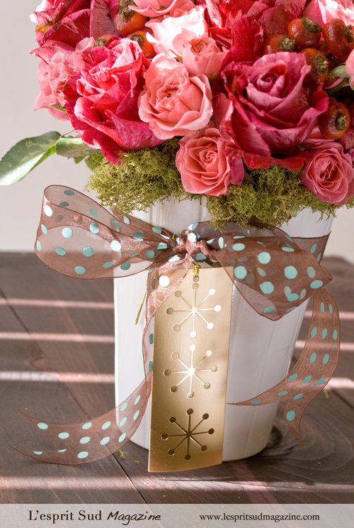 Pretty pink rose arrangement as a gift