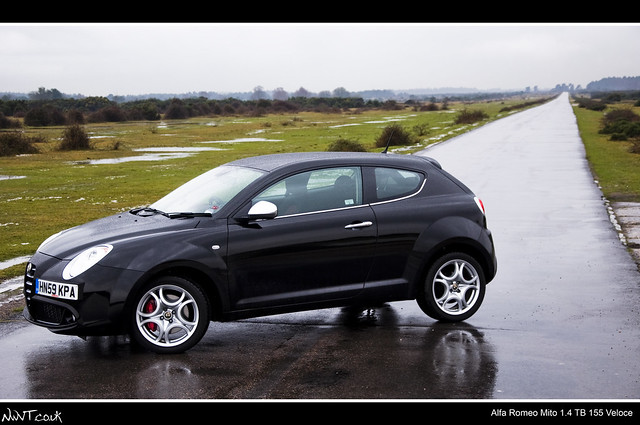 Black Alfa Romeo Mito 14 TB 155 Veloce High Shot Looking Down And Into The