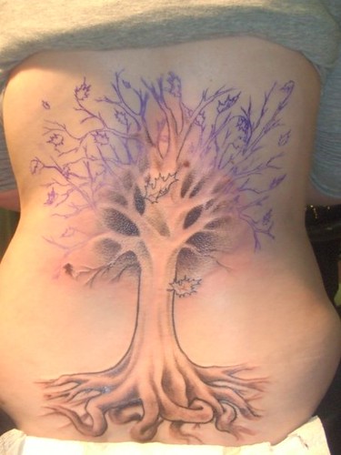 Tree Tattoo Bottom half in progress by rosebuscemi