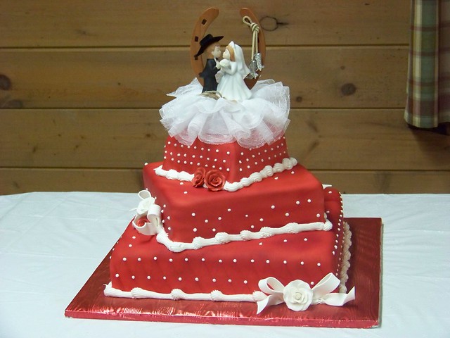 Red and White Country and Western Wedding Cake