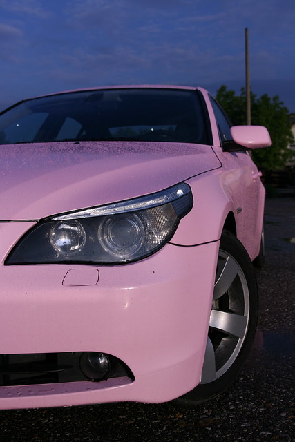 my old BMW wraped in pink