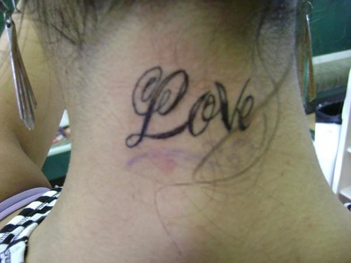 love lettering tattoo Justin at Kats Like Us Tattoos