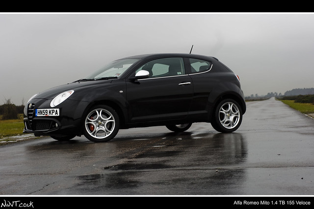 Black Alfa Romeo Mito 14 TB 155 Veloce Facing Out Of Shot With Vanishing 
