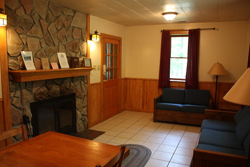 The living room inside cabin 29 (a two bedroom cabin).
