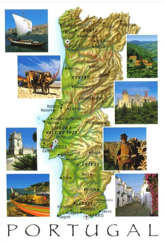 Portugal map postcard