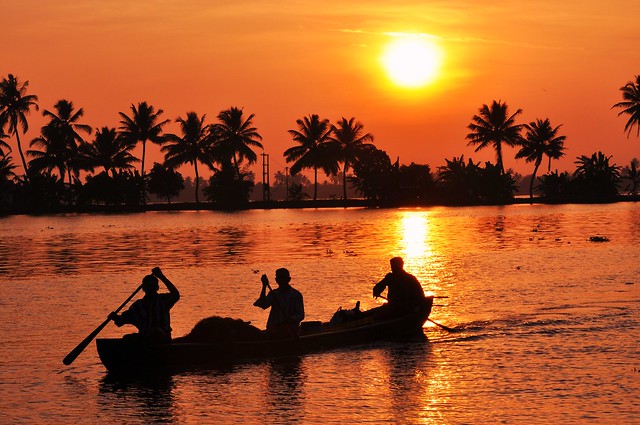 sunset in the backwaters  Kerala South India